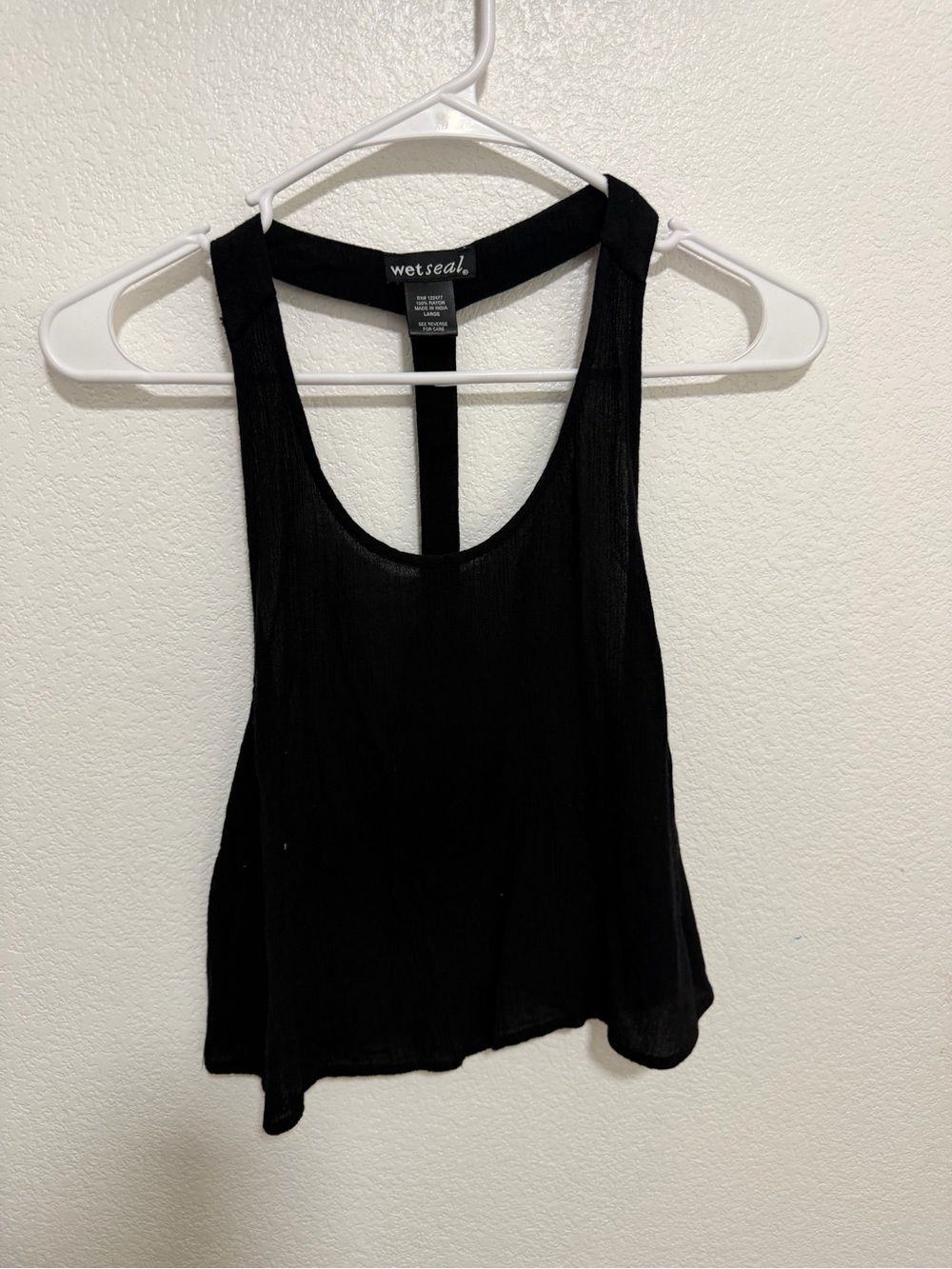 Wet Seal Black Racerback Flow Crop Tank